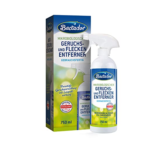 Bactador Geruchsentferner und Fleckenentferner Spray 750ml - Mikrobiologischer Geruchsneutralisierer und...