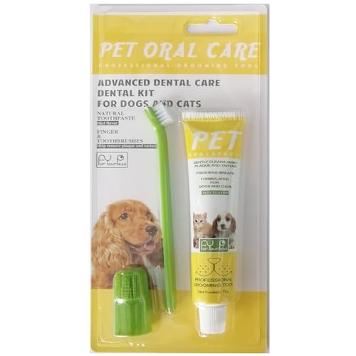 Hundezahnbürste und Hundezahnpasta, Hunde Zahnpflege Set, Hundezahnpasta Gegen Zahnstein Sets, Hunde...
