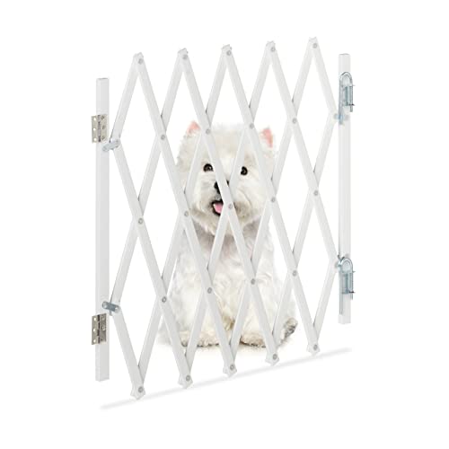 Relaxdays Hundeabsperrgitter, ausziehbar bis 96 cm, 48,5-60 cm hoch, Bambus, Hunde Schutzgitter für...