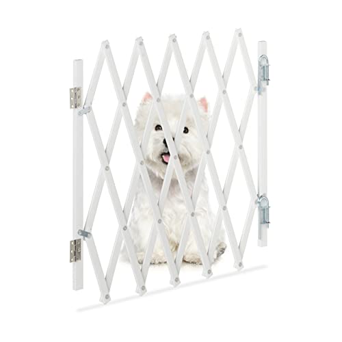 Relaxdays Hundeabsperrgitter, ausziehbar bis 96 cm, 48,5-60 cm hoch, Bambus, Hunde Schutzgitter für...