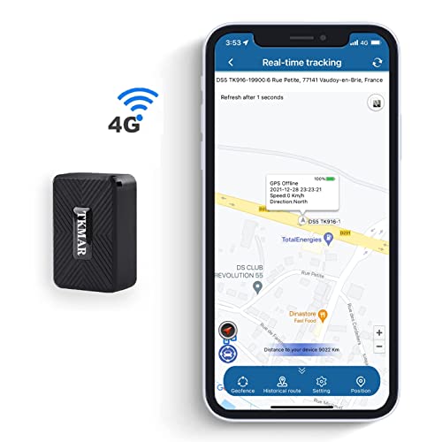TKMARS 4G Mini GPS Tracker GPS Tracker Ohne ABO mit Kostenloser App, 32 Tage Standby-Zeit, Stark...