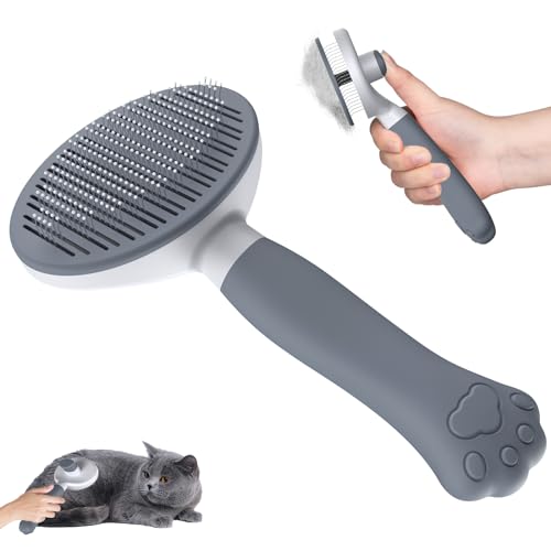 Zivacate Katzenbürste Hundebürste [Ergonomischer Griff & Ein-Klick-Reinigung & Patented Design]...