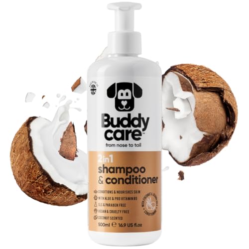 2in1 Hund Shampoo und Conditioner von Buddycare (500ml) - Praktisches Hundeshampoo langhaar und welpen...