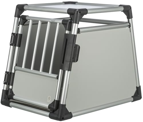 TRIXIE Hunde-Transportbox Aluminium in silber – S: 48 × 57 × 59 cm, stabile und geräuscharme...