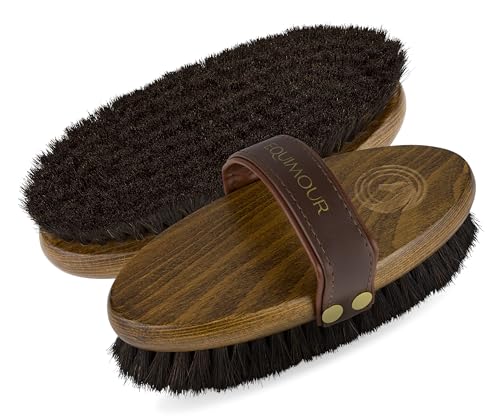 Equimour Rosshaar Kardätsche – Holzbürste mit 100% Naturborsten für gründliches Striegeln &...
