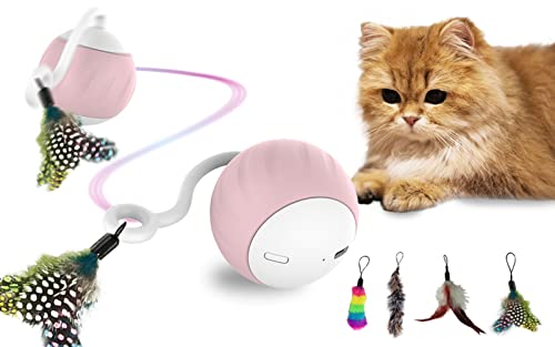 DigiMouse Interaktives Katzenspielzeug mit Sprachaktivierung und 4 Ersatzfedern - Elektrischer Katzenball...