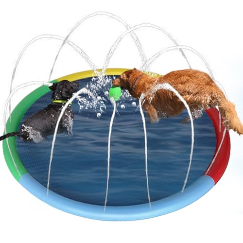 Splash Pad für Kinder - Kinder Splash Pad für draußen - Wasserbrunnenmatte Kühlung für Hund Park...
