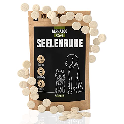alphazoo seelenruhe 50 Tabletten | Beruhigungsmittel für Hunde mit Hanföl und Baldrian | gegen Stress...