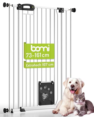 BOMI Tierschutzgitter Merle| Treppenschutzgitter ohne Bohren| Ideal als Absperrgitter Hund, Katzengitter...