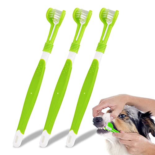Hundezahnbürste, Hundezahnbürste für Haustierzahnpflege, Dreifach-Kopf-Zahnbürste, einfache...