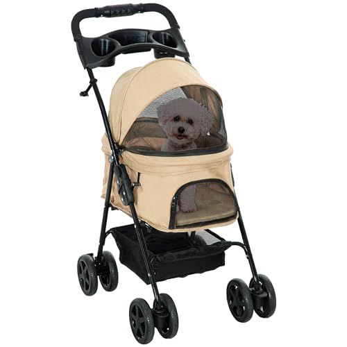PawHut Hundewagen Hundebuggy mit Klappfunktion Pet Stroller für kleine Hunde und Katzen Haustierwagen...