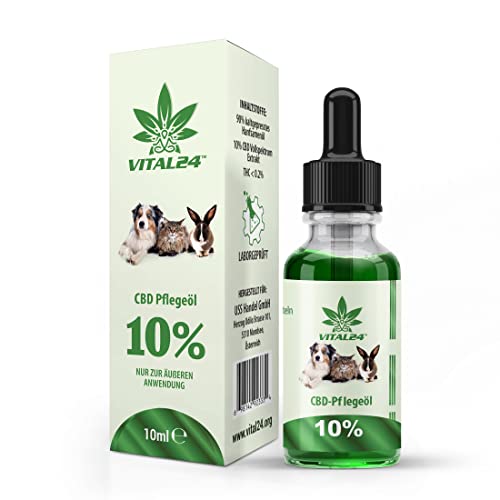 vitalmed VITAL24 CBD-ÖL 10% für Hunde & Katzen - Hanföl Tropfen - Cannabisöl für Tiere - CPD Oel -...
