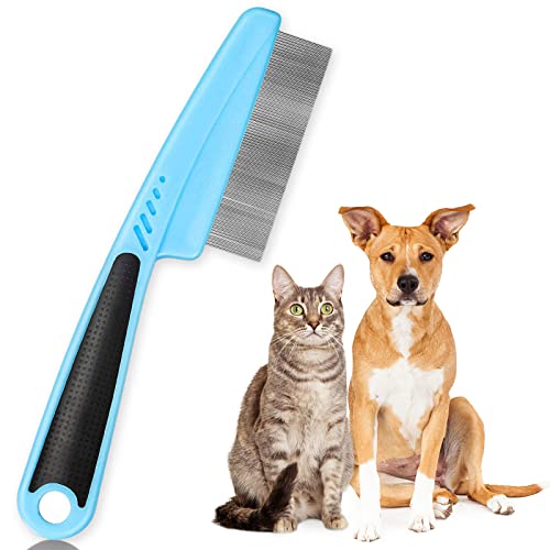 ExceLife Flohkamm für Hunde Katzen, Gummigriff Hundehaarkamm Edelstahl Fellpflege Bürsten zum Entfernen...
