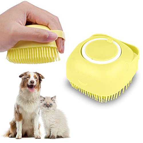 VSSHE Haustier Massagebürste, 3in1 Duschbürste Silikon Massagebürste für Haustiere Hunde Shampoo...