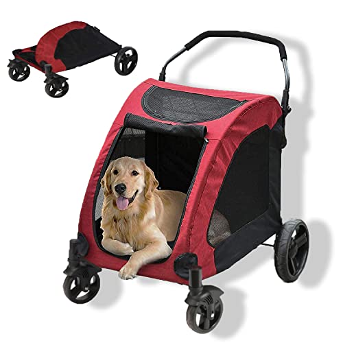Hundebuggy Hundewagen Kinderwagen für mittelgroße und große Hunde und Katze Faltbare Haustier Buggy...