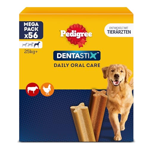 Pedigree DentaStix Hundesnack für große Hunde (25kg+), Zahnpflege-Snack mit Huhn und Rind, 1 Packung je...