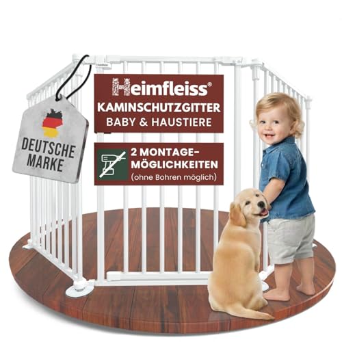 Heimfleiss® Kaminschutzgitter Baby mit Sicherheitsverschluss | Ofenschutzgitter für Kinder & Hunde |...