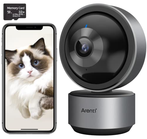 ARENTI 3MP 2K Überwachungskamera Innen, 360° Babyphone mit Kamera Hundekamera Schwenkbare Haustier...