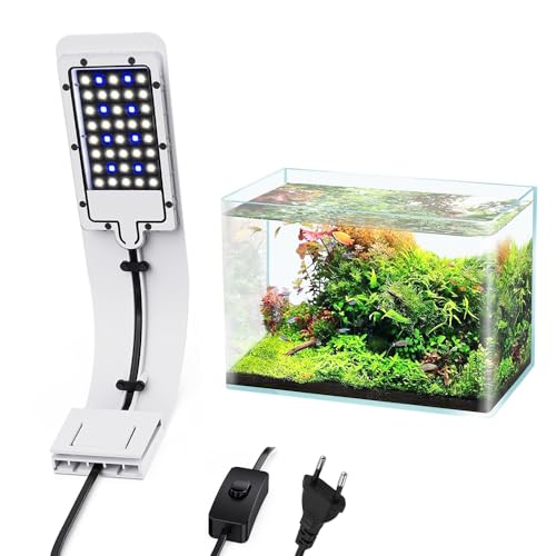 YANGUN Aquarium LED Beleuchtung, Aquarium Beleuchtung, 10W Clip Ultradünnes Aquarienleuchte mit Weiß...