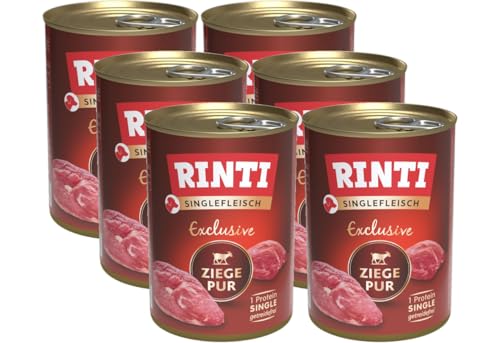 arelf Bundle RINTI-Singlefleisch Ziege 6 x 400g | Monoprotein Nassfutter | Getreidefrei, proteinreich &...