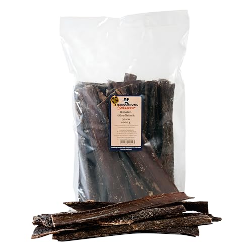 Tiernahrung Schwenner Rinderdörrfleisch für Hunde - 30 cm leckere Kaustangen für Hunde aus...