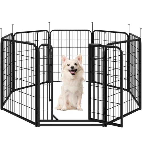 Yaheetech Welpenlaufstall 8-teilig 80cm, Hundeauslauf Einteilige Verriegelung, Verbindungsstangen mit...