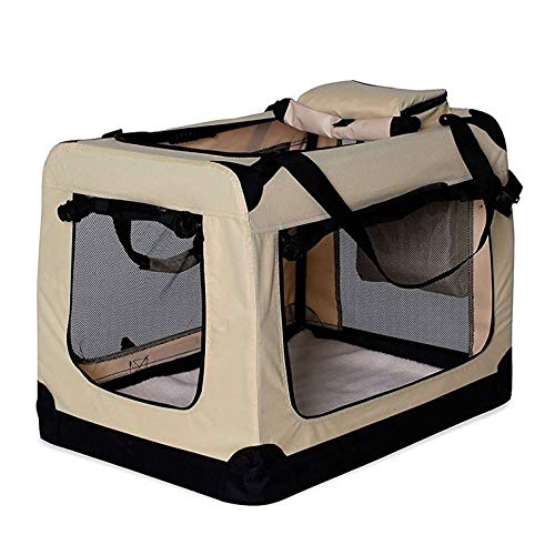 lionto Hundetransportbox Hundetasche Hundebox Faltbare Kleintiertasche Größe L Farbe Beige