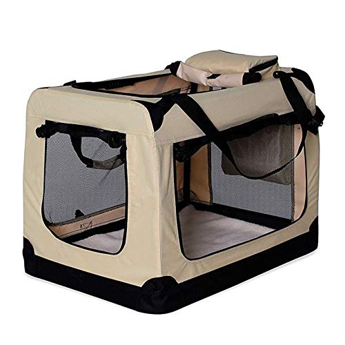 lionto Hundetransportbox Hundetasche Hundebox faltbare Kleintiertasche, (M) 60x42x44 cm beige
