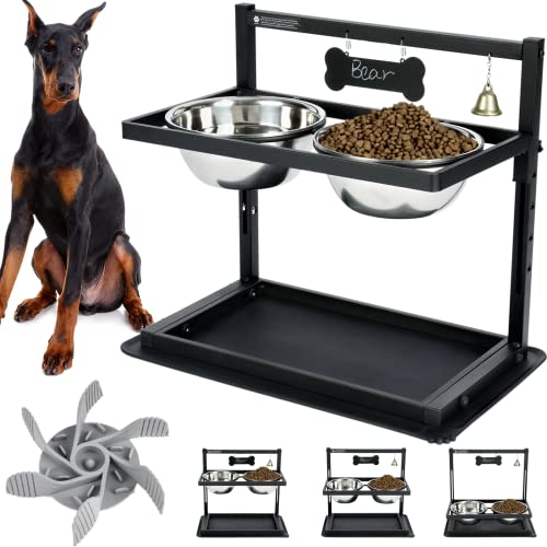 Erhöhte Hundenäpfe mit langsamer Futterstation, erhöhte Hundenäpfe für große Hunde, verstellbare...