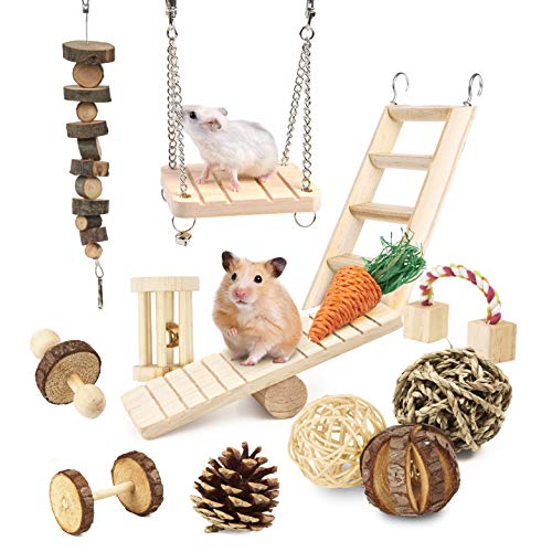 Pet Mania 14 Stück Hamster Kauspielzeug - 100% Natürliches Holz, Ungiftig