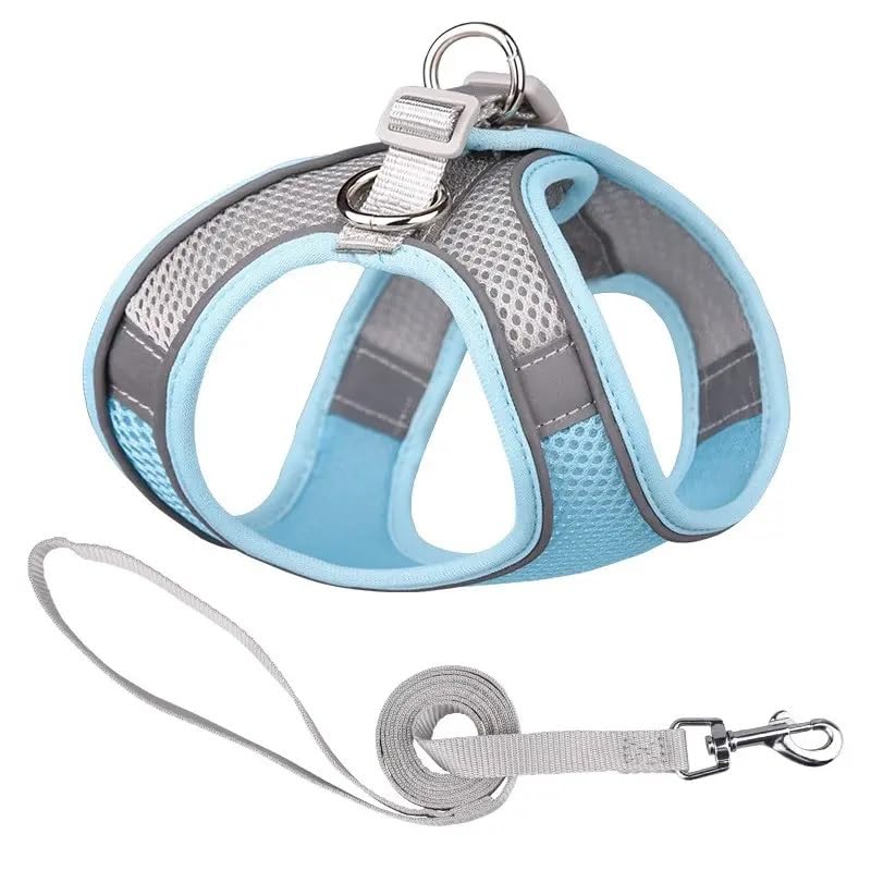 Hundegeschirr mit Leine, Step-in Weich Gepolstert Geschirr Reflektierend, Air-Mesh Atmungsaktiv...