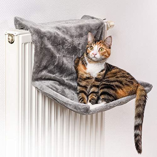 CanadianCat Company ® | Liegemulde für Katzen in grau ca. 45x26x31 cm Katzen Heizungs-Liege L