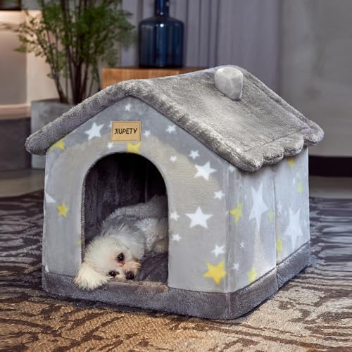 Jiupety Hundehöhle Kleine Hunde mit Sternmuster, Hundehütte Indoor für Kleine Hunde, Hundehaus für...