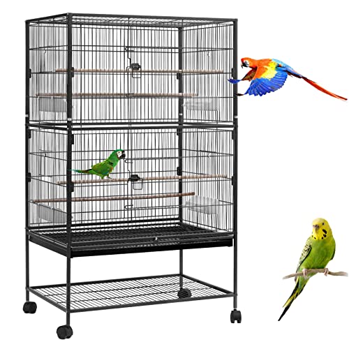 Yznahre Vogelkäfig Vogelvoliere Wellensittich Käfig mit Rollenfüße, Vogel-Futternapf und Sitzstangen,...