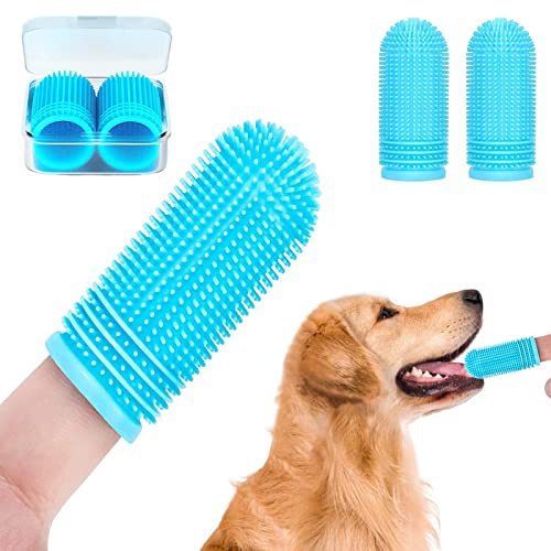 Hundezahnbürste Silikon Hunde Zahnbürste 2 Stück Fingerlinge Hunde Zahnpflege,Zahnbürste Hund mit...