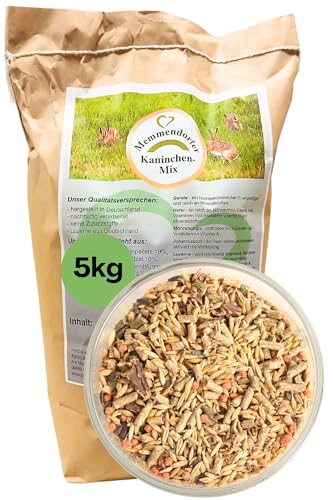 Kaninchenfutter 5kg Memmendorfer Kaninchenmix, Hochwertiges Hasenfutter mit Gerste, Kräuter und Luzerne...