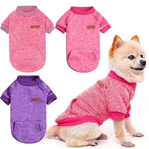 Hunde-Pullover, Winterkleidung, 3 Stück, 3 Farben, weich und warm, geeignet für kleine und mittelgroße...