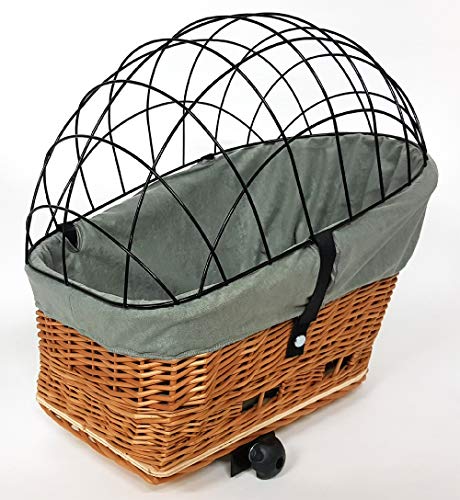 Tigana - Hundefahrradkorb für Gepäckträger aus Weide Natur 56 x 36 cm mit Metallgitter Tierkorb...
