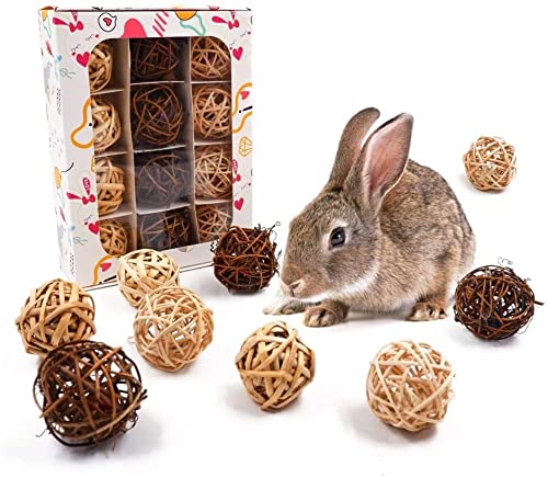 JanYoo 12 Stück Kaninchen Spielzeug Zubehör für Hasen Meerschweinchen Zubehoer Beschäftigung Holz Set...