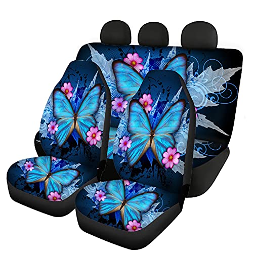 Howilath Fashion Pop Art Sitzbezüge für Vorder- und Rückseite, Schmetterling-Design, elastisch, 3...