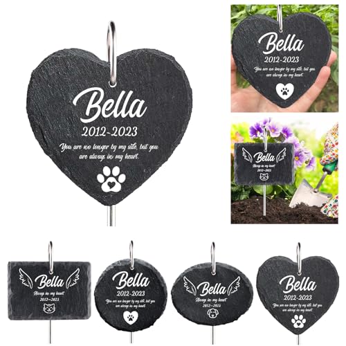 MJARTORIA Personalisiert Tiergrabstein Grabstein Hund Katze Grabplatte Grabstecker mit Gravur,...