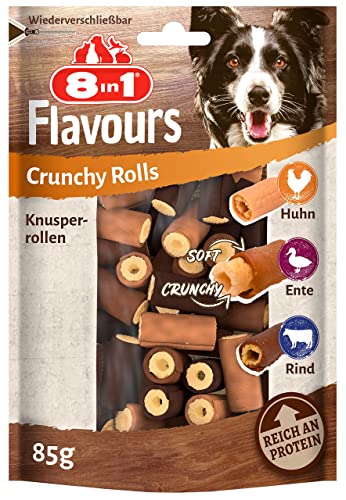8in1 Flavours Crunchy Rolls Hunde-Snacks - knusprige Leckerlis für Hunde mit Hähnchenbrust, Entenbrust...