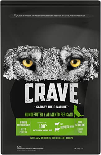 Crave Premium Trockenfutter mit Lamm & Rind für Hunde – Getreidefreies Adult Hundefutter mit hohem...