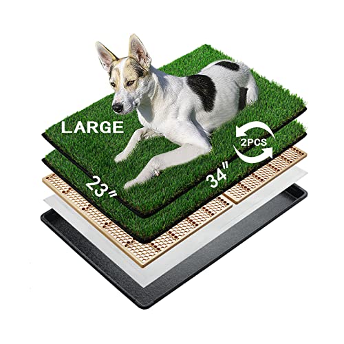 MEEXPAWS Große Hundetoilette aus Kunstrasen mit Tablett | 85×59 cm|2 Robustes Gras-Ersatzset| Schnelle...