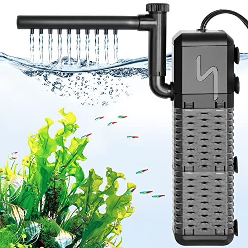 AQQA Aquarium Filter, Einstellbarer 800L/H Aquarium Schwammfilter, 9W Leiser Aquarium Filterpumpe für...
