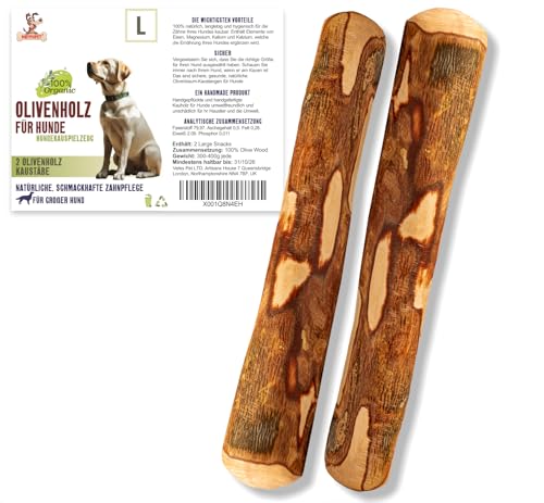 Matchpet Olivenholz für Hunde Large 2 Stück Kauholz L Holzknochen als Hundespielzeug Kauspielzeug Hund