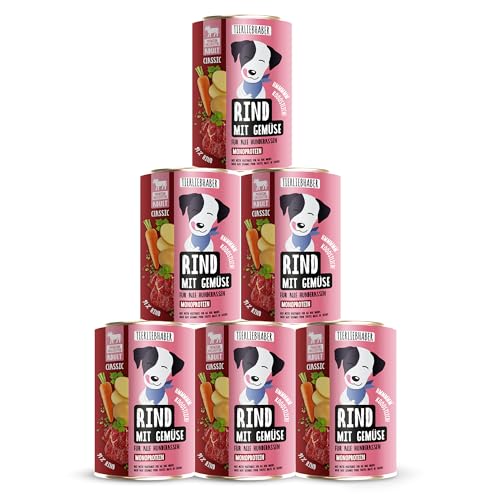 TIERLIEBHABER – Hundefutter Nass 400g 6X Rind mit Gemüse – Von Tierärzten entwickelt – Nassfutter...