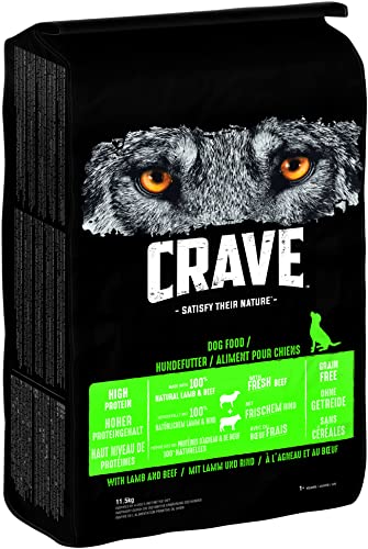 CRAVE Premium Trockenfutter – mit natürlichem Lamm und Rind für erwachsene Hunde – Getreidefreies...