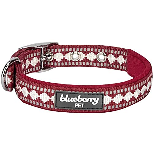 Blueberry Pet Halsbänder für Hunde 1,5cm S 3M Reflektierendes Hundehalsband in Marsala Rot mit...