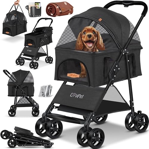 LOVPET® Hundewagen 2in1 Hundebuggy Hundebox Transporttasche Faltbar klappbar bis 20kg Haustiere Buggy...
